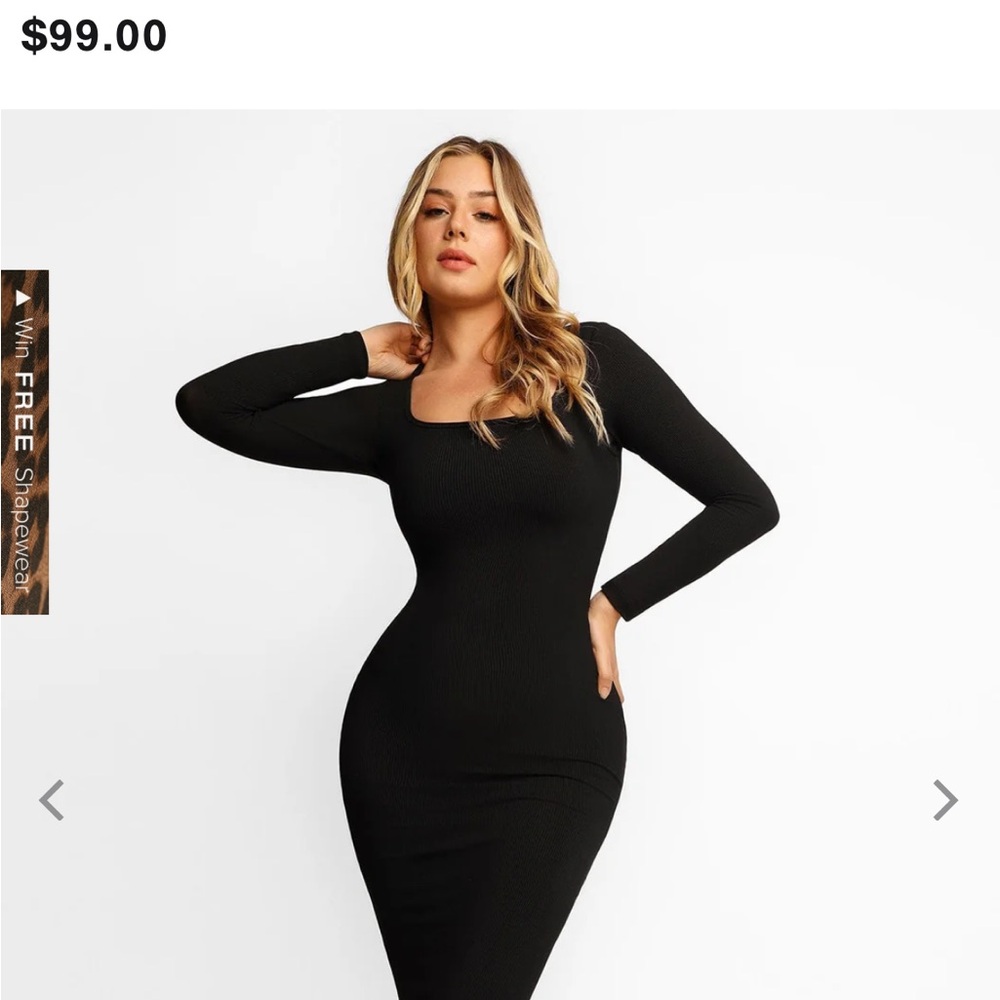 Black Ribbed Long Sleeve Bodycon Dress